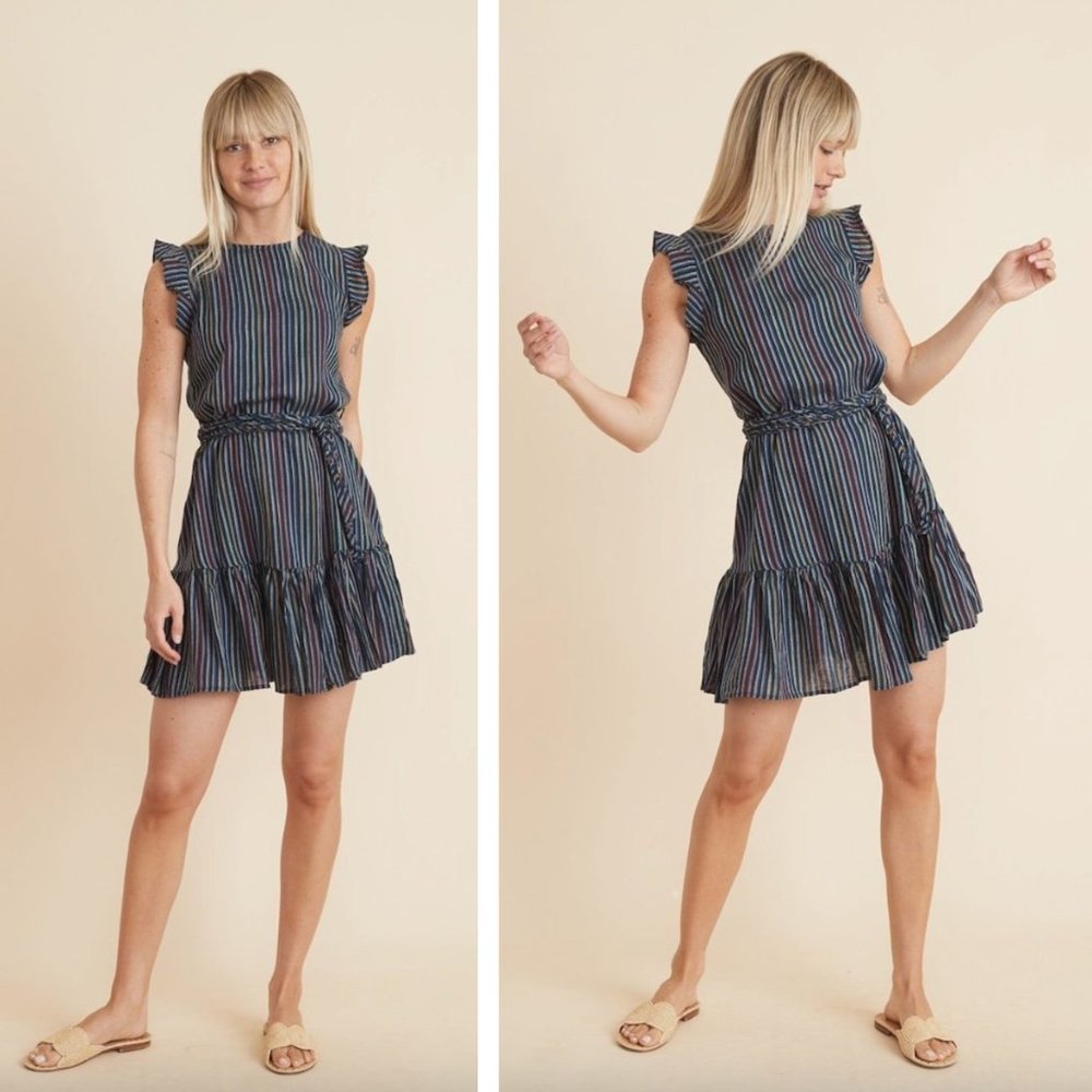 Marine Layer Striped Mini Dress - Blue and Multicolor